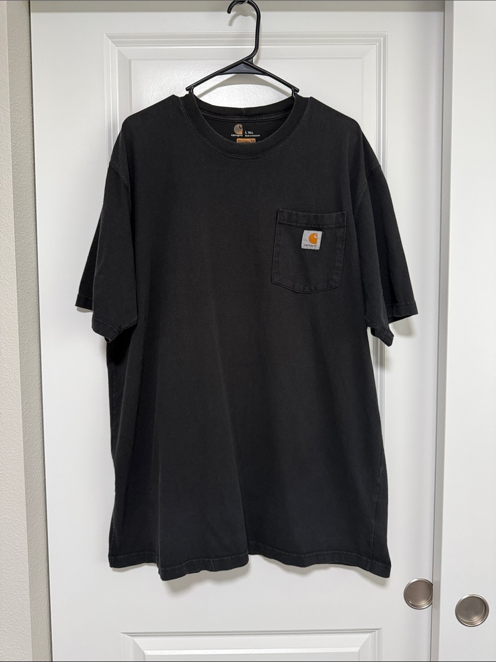 Carhartt Workwear Shirt Black Short Sleeve Pocket Tee with Logo Patch Large Tall